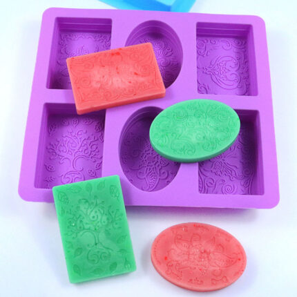 Hapi 6 Lace Pattern Rectangular Oval Cake Mold Handmade Fragrance Soap Mold DIY Bread Mold