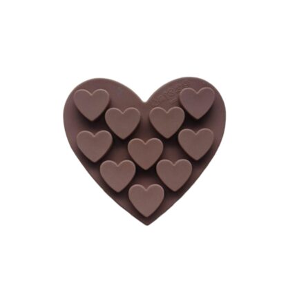 DIY Silicone Heart Chocolate Mould Candy Maker Sugar Mold Ice Tray Baking Tools Gadgets 15*15cm Brownmold
