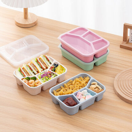 Portable Mini Bento Lunch Box 4 Grids Microwave Thermal Containers For Adults Travel Children Picnic Food Container and Storage