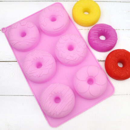 Than baking silicone mold 6 even pattern round donut cake mold snack baking home DIY handmade soap mold