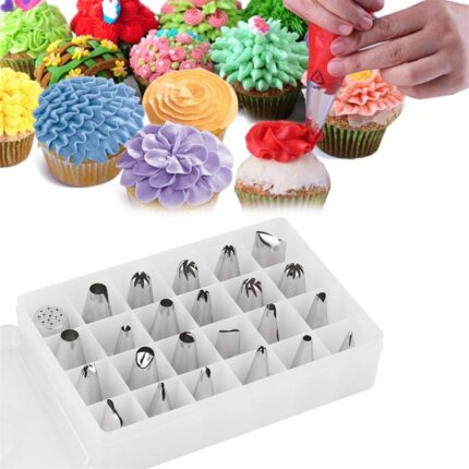 24 pcs/lot Cake Piping Nozzles Stainless Steel Pastry Icing Flower Tips Cake Decorating Mouth