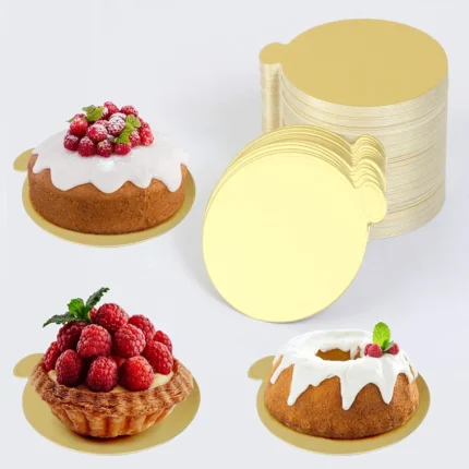 Cake Stand Set, Mini Mousse Cake Boards, Paper Cake Bases, Cupcake Dessert Display Tray, 100 Pieces, Paper, Round (10 pcs)