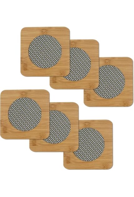 6 pieces Bamboo Wooden Coasters for Home Pan Pot Holder for Dining Table Heat Pad for Kitchen