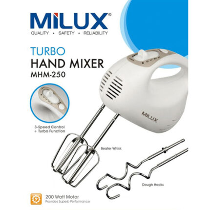 MILUX MHM-250 WATT 3 SPEEDS & TURBO FUNCTION HAND MIXER